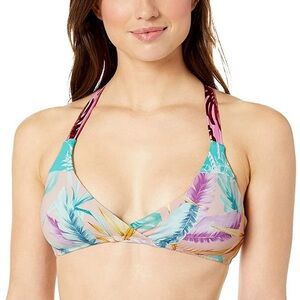 Macy’s Bar III Tropical Print Cross-Back Bikini Top